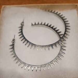 Silver Spiked Hoop Earrings